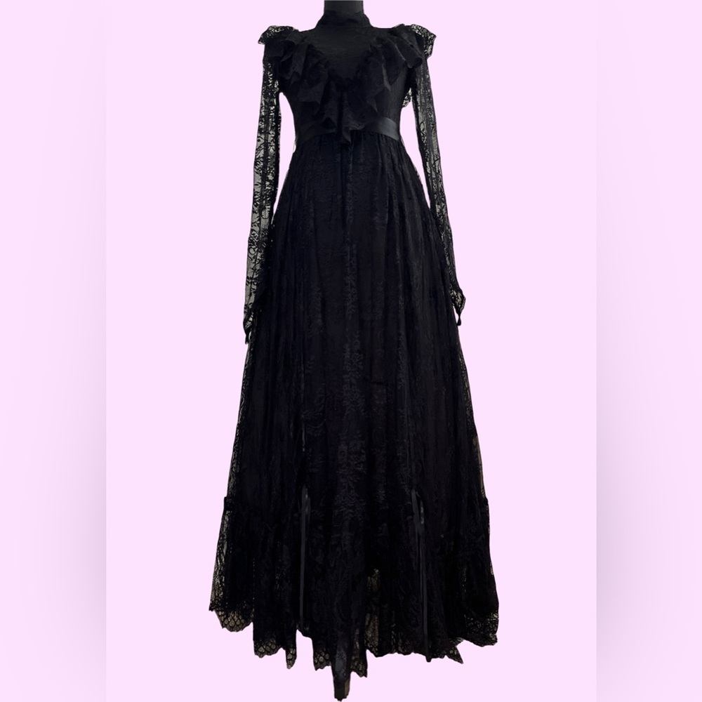 WIDOW NightFall Descent Victorian Vintage Style Sheer Lace Maxi Dress